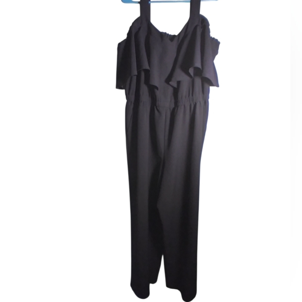 NWT Lane Bryant Black Jumpsuit Wide Leg Elastic Waist Size 18/20 Formal Event